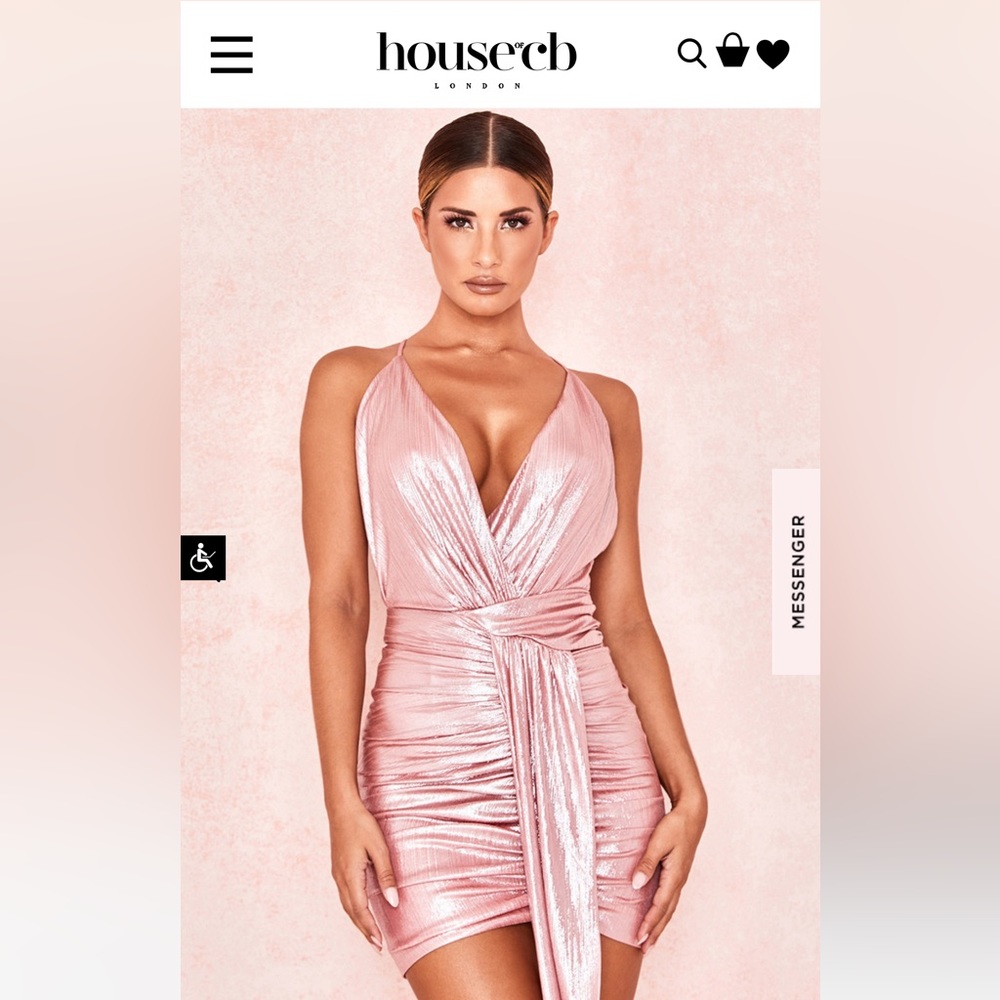 House of CB Ciara Metallic Pink Wrap Cami Mini Dress